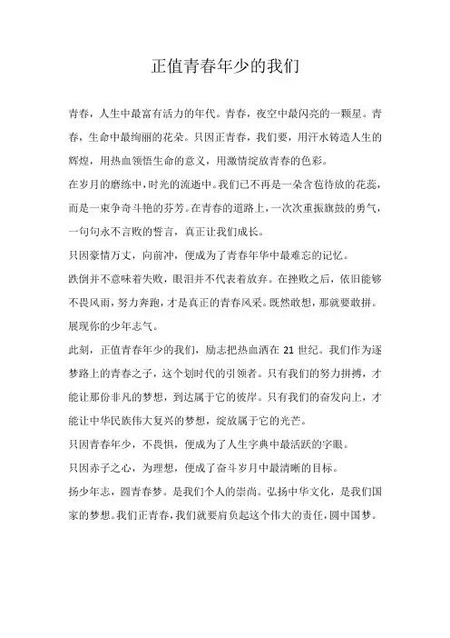 高一议论文正值青春年少的我们