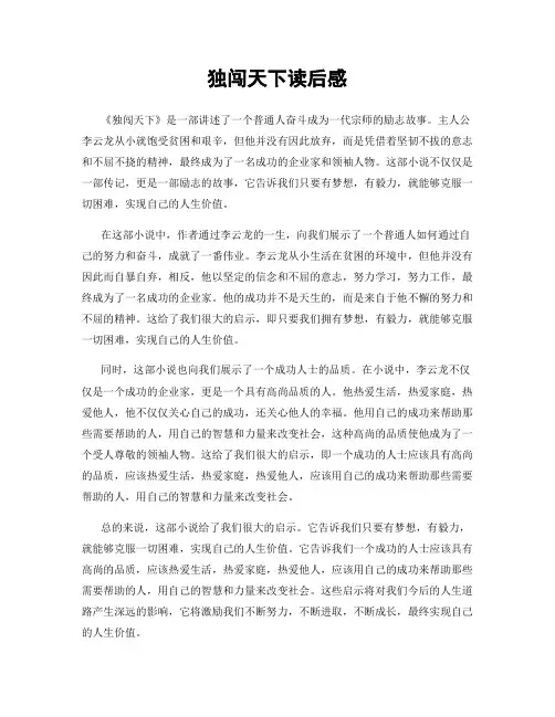 独闯天下读后感