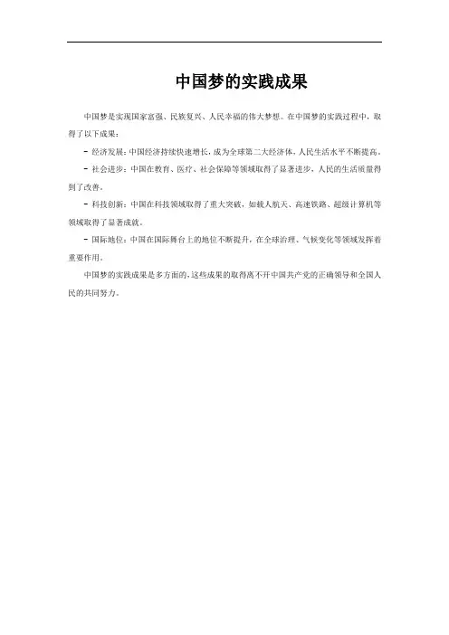 中国梦的实践成果