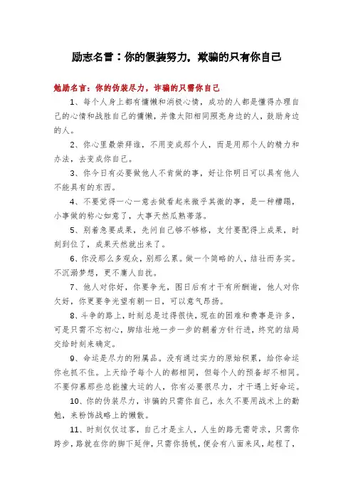 励志名言：你的假装努力,欺骗的只有你自己