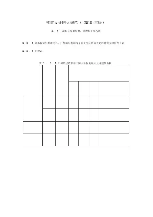 3.3厂房和仓库的层数、面积和平面布置(建筑设计防火规范(2018年版))