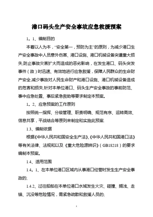 港口码头生产安全事故应急救援预案