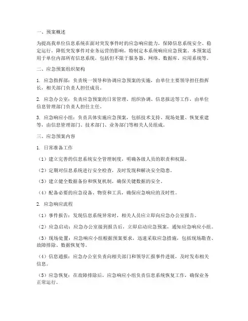 系统响应应急预案