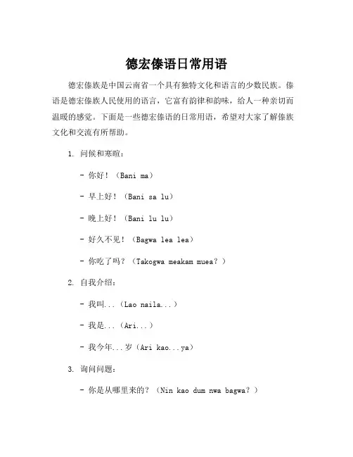 德宏傣语日常用语