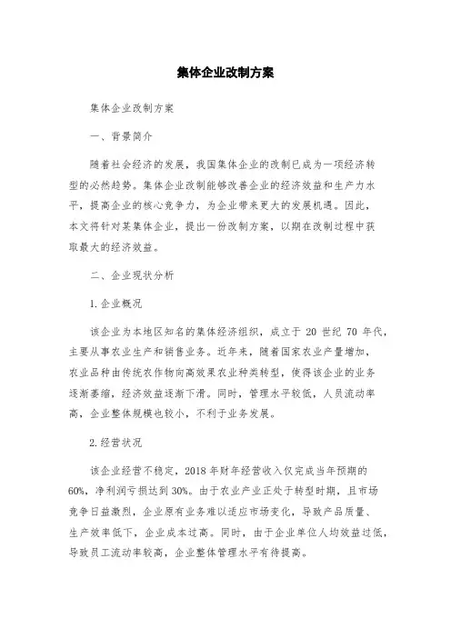 集体企业改制方案