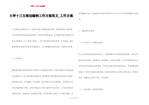 大学十三五规划编制工作方案范文_工作方案