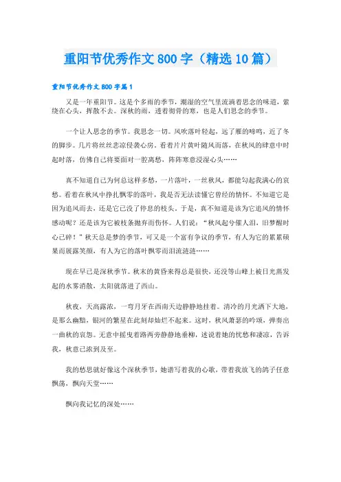 重阳节优秀作文800字(精选10篇)