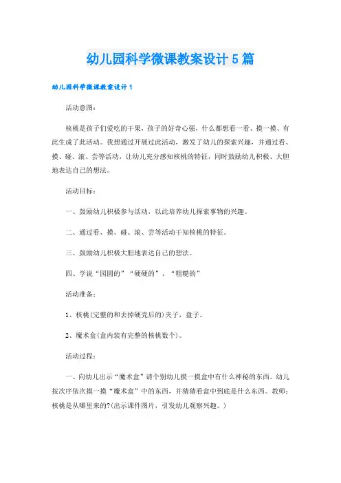 幼儿园科学微课教案设计5篇