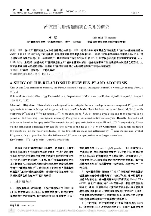 P_53_基因与肿瘤细胞凋亡关系的研究