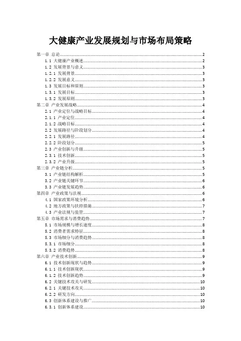 大健康产业发展规划与市场布局策略