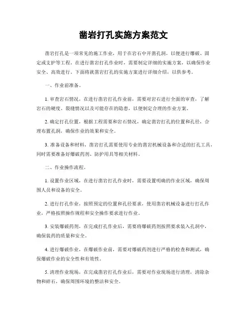 凿岩打孔实施方案范文