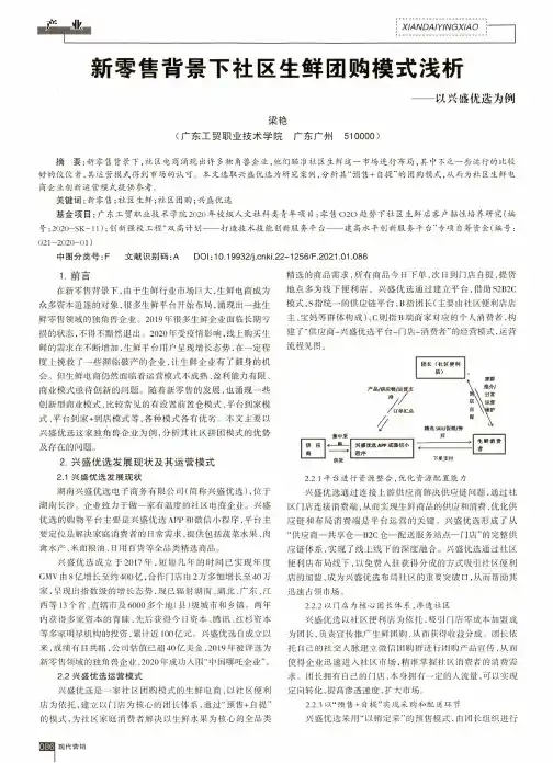 新零售背景下社区生鲜团购模式浅析——以兴盛优选为例