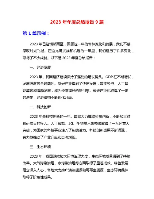 2023年年度总结报告9篇