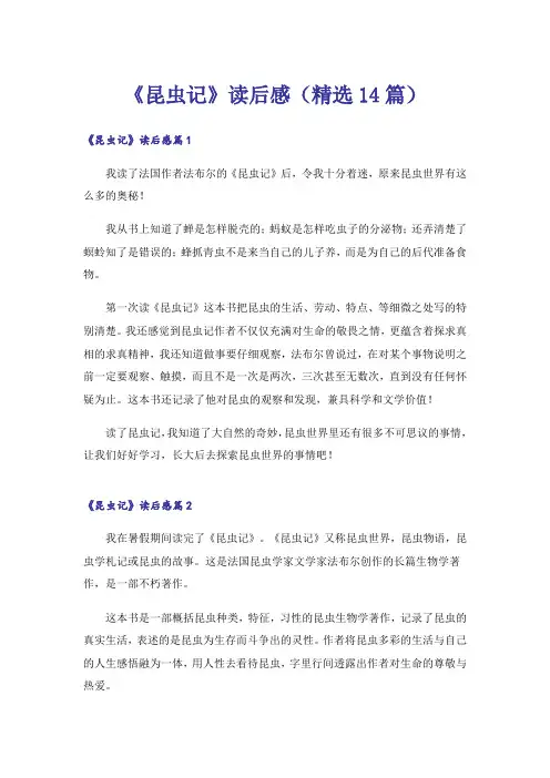 《昆虫记》读后感(精选14篇)