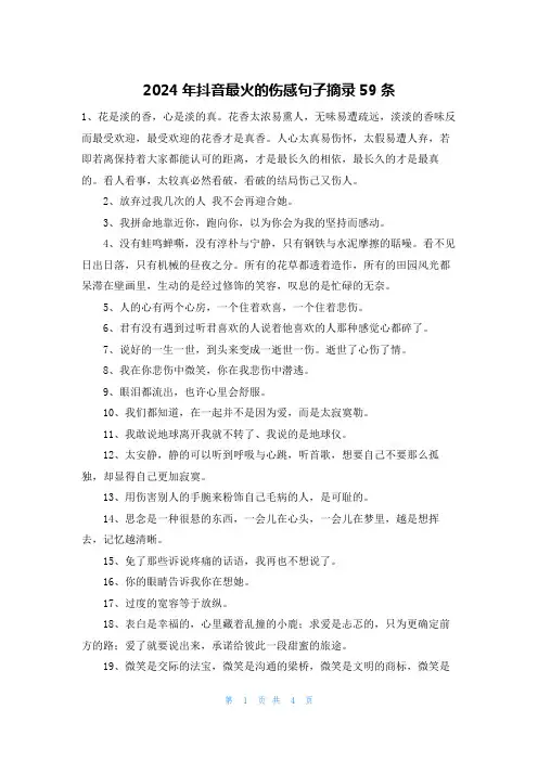 2024年抖音最火的伤感句子摘录59条
