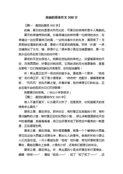 美丽的夏夜作文300字 2