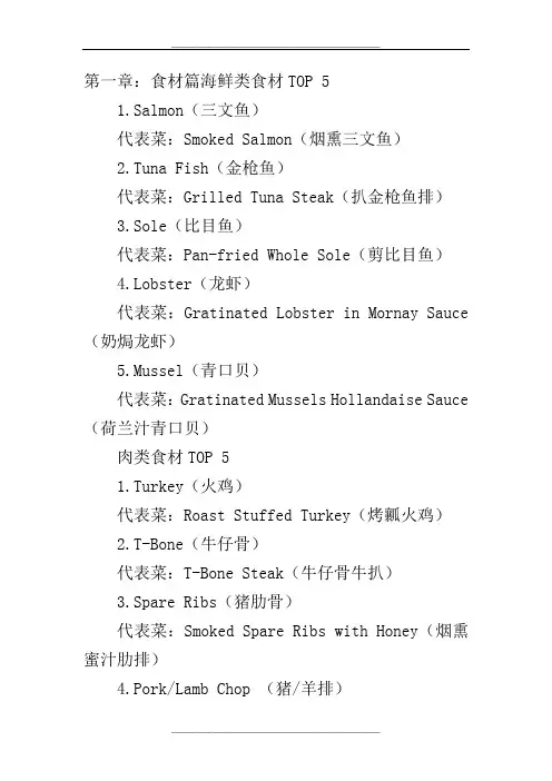 各国食物英文对照