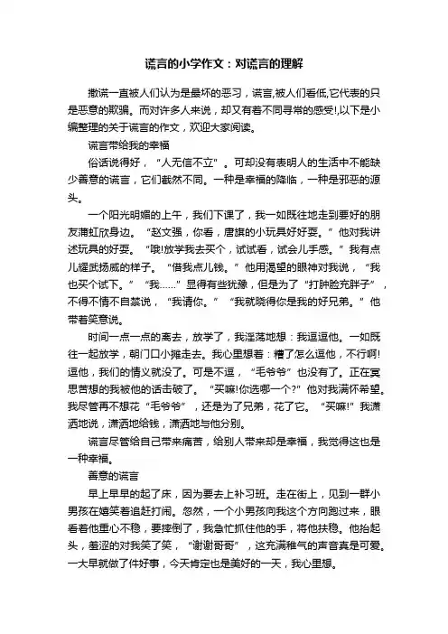 谎言的小学作文：对谎言的理解