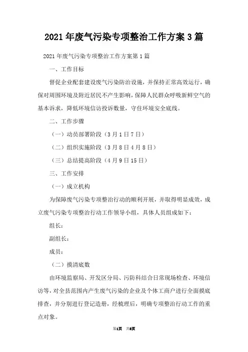 2021年废气污染专项整治工作方案3篇