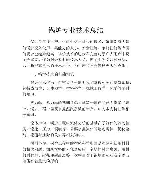 锅炉专业技术总结