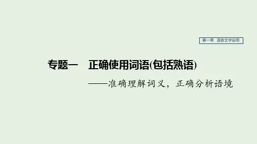 江苏2020版高考语文第一章语言文字运用专题一正确使用词语(包括熟语)课件