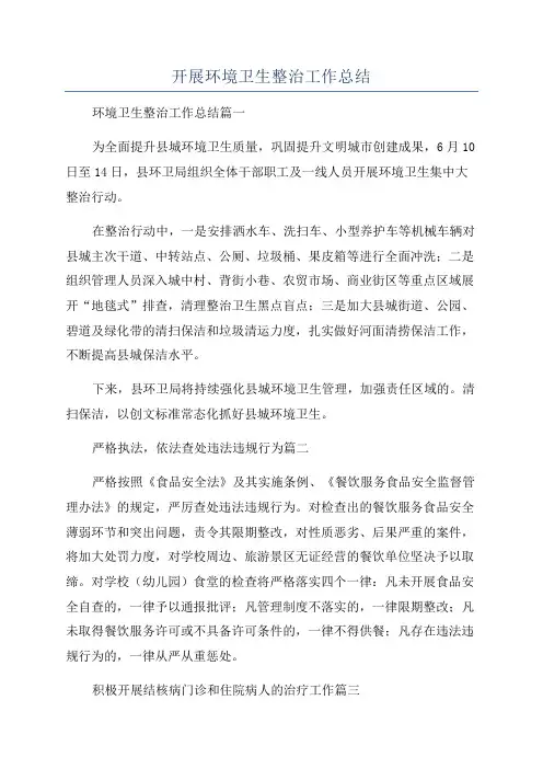 开展环境卫生整治工作总结