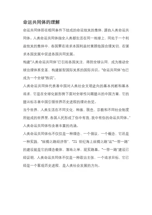 命运共同体的理解
