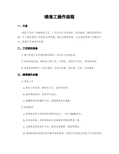 喷漆工操作规程