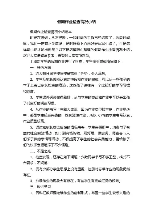 假期作业检查情况小结