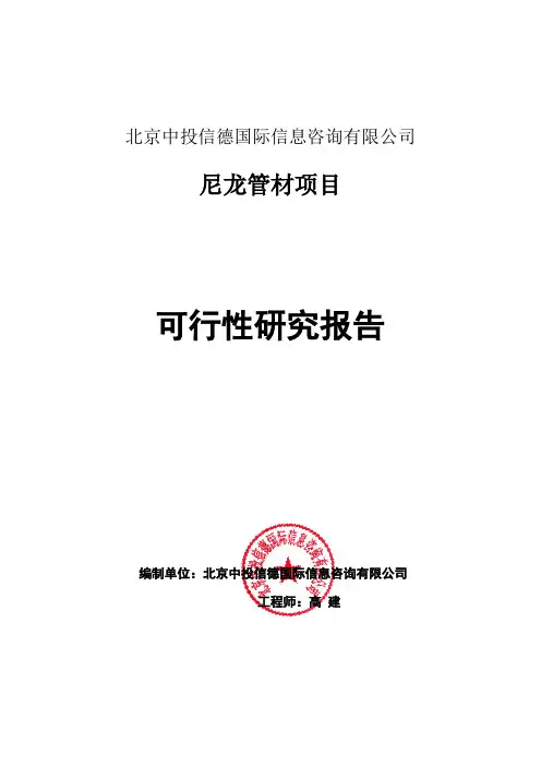 尼龙管材项目可行性研究报告编写格式说明(模板套用型word)