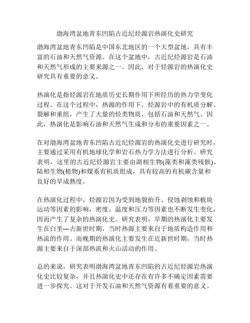 渤海湾盆地青东凹陷古近纪烃源岩热演化史研究