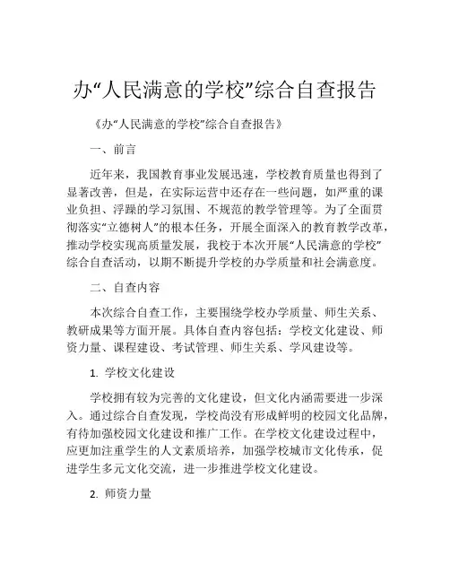 办“人民满意的学校”综合自查报告