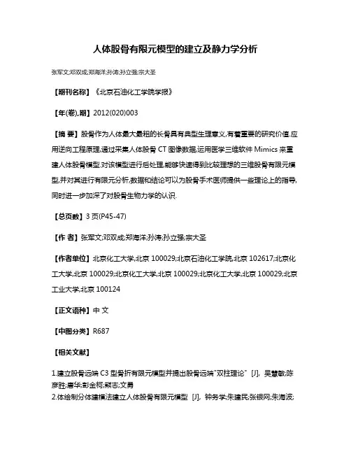 人体股骨有限元模型的建立及静力学分析