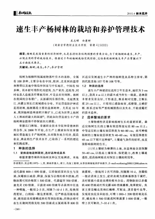 速生丰产杨树林的栽培和养护管理技术