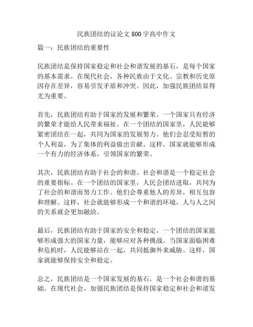 民族团结的议论文800字高中作文