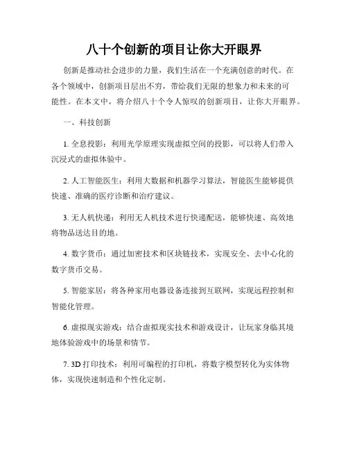八十个创新的项目让你大开眼界
