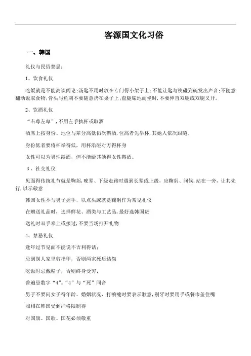 客源地 礼仪与民俗禁忌 详细版