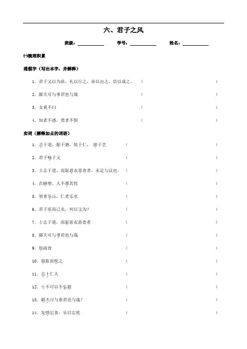 高中语文006君子之风(学生版)