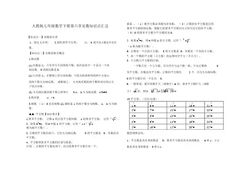 人教版七年级数学下册第六章实数知识点汇总