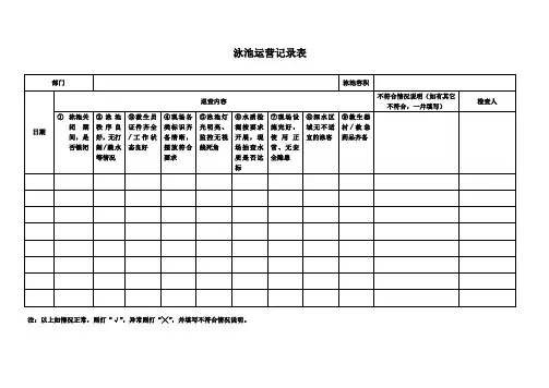 泳池运行检查记录表