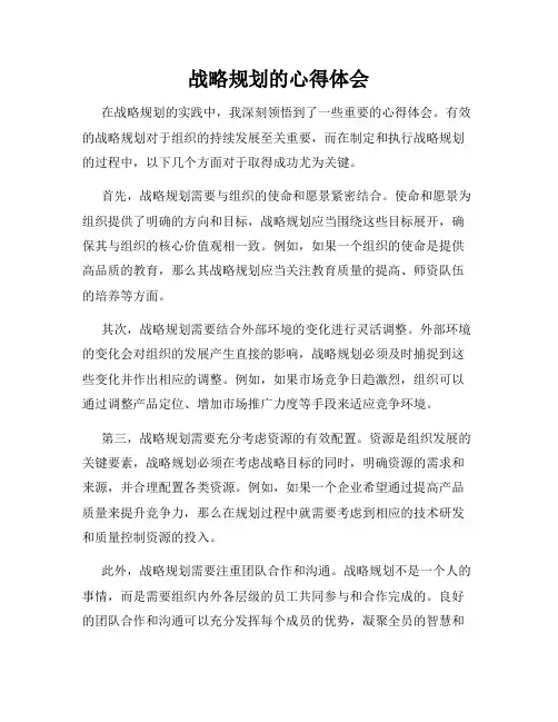 战略规划的心得体会