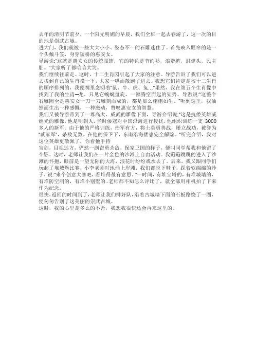祟武古城的作文