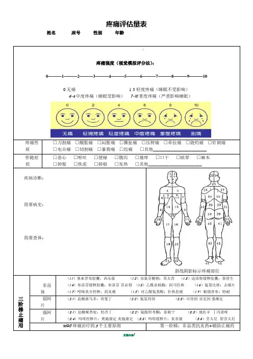 疼痛评估量表