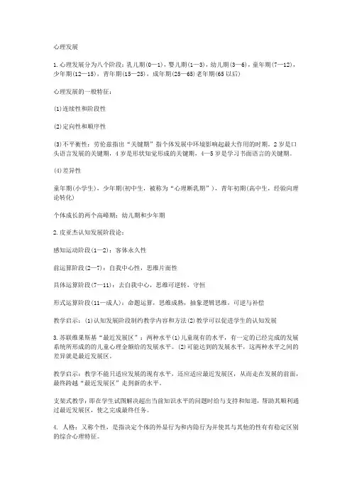 教师招聘教育心理学知识点汇总(全)