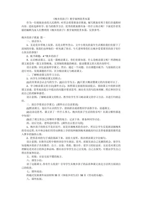 《槐乡的孩子》教学案例优秀5篇