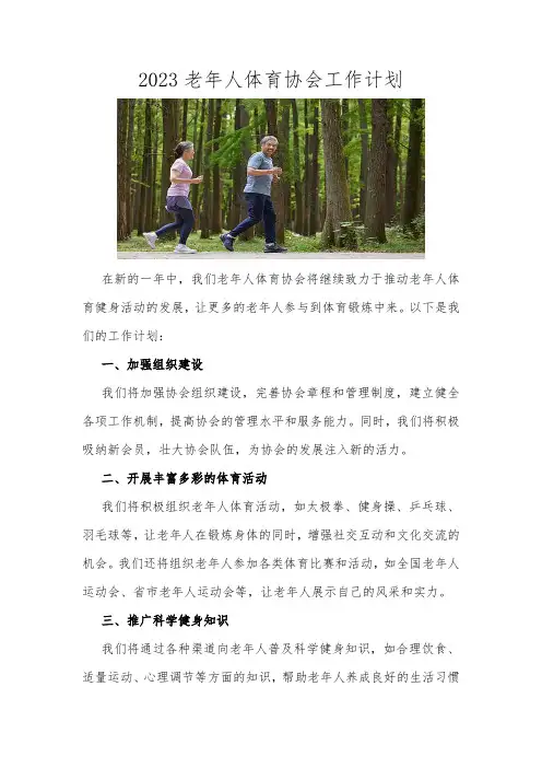 2023老年人体育协会工作计划