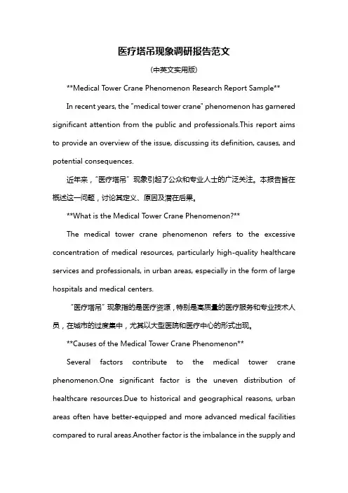 医疗塔吊现象调研报告范文