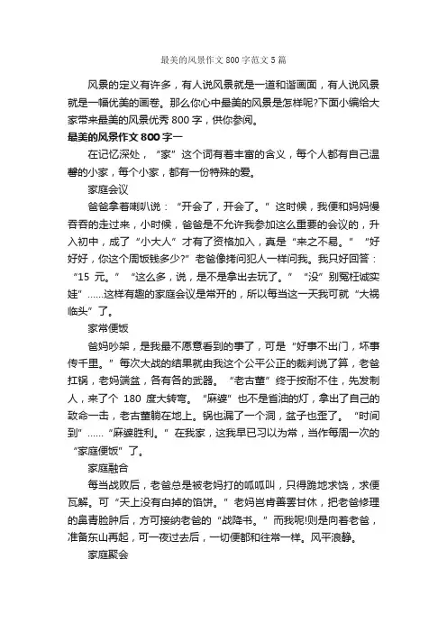 最美的风景作文800字范文5篇_高三作文_