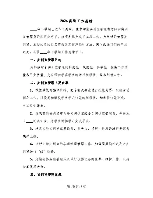 2024实训工作总结（5篇）