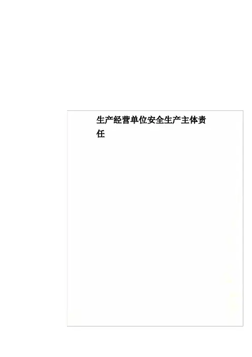 生产经营单位安全生产主体责任